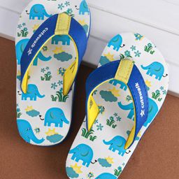 Cute Walk by Babyhug Slip on Flip Flops with Elephant Print - Blue-image-85