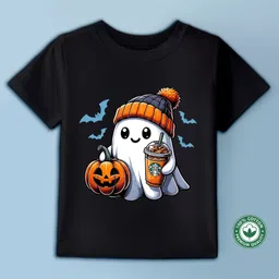 BLUSHES Halloween Theme 100% Cotton Half Sleeves Pumpkin Printed Tee - Black-picture-31