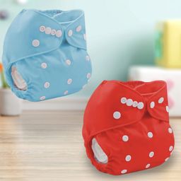 Sparkle Joy Free Size Reusable Cloth Diaper Without Insert Pack Of 2 - Red & Sky-blue-76