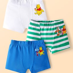Babyhug Disney Lycra Knit Striped Trunks with Winnie & Friends Graphics Pack of 3 - Yellow Blue & White-image-32