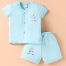 Tango Single Jersey Knit Half Sleeves Shorts Night Suit With Animal Print - Light Blue-picture-13
