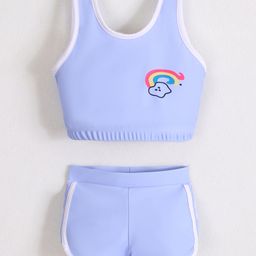 Mark & Mia Sleeveless Two Piece Swimsuit with Rainbow Print - Light Blue-picture-16