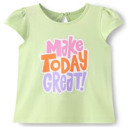 Babyhug Cotton Knit Half Sleeves T-Shirt with Make Today Great Text Print - Light Green-image-28