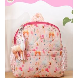 Rosada Forest Deer Printed Backpack for Kids With Matching Keychain hanging, Waterproof Trendy and Spacious Kids Backpack, Stylish Bag for Kids - Small(10 Inches)-image-88