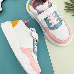 Steprite Colour Blocked Velcro Closer Sneakers - Pink & White-image-45