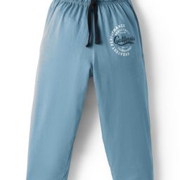 Taeko Single Jersey Knit Full Length Track Pant With California Text Print - Light Blue-image-1
