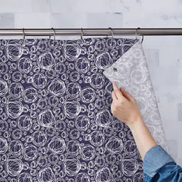 ArtzFolio Blue & White Geometric Printed Waterproof Shower Curtain-3