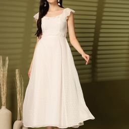 aayu Georgette Round Neck Flutter Sleeves Fit & Flare Maxi Dress-image-1