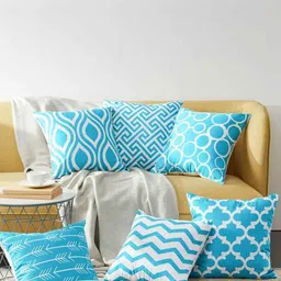 MODERN HOMES Blue Set of 6 Geometric Cushion Covers-24