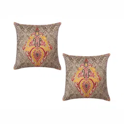 MONKDECOR Yellow & Red 2 Pieces Ethnic Motifs Velvet Square Cushion Covers-image-52