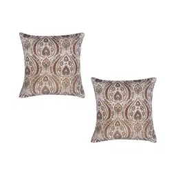 MONKDECOR Off White & Red 2 Pieces Ethnic Motifs Velvet Square Cushion Covers-image-85