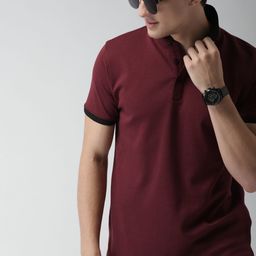 Mast & Harbour Men Maroon Solid Polo T-shirt-image-33