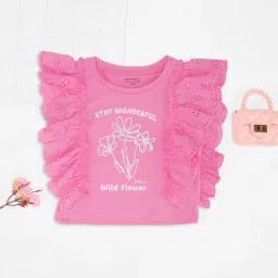 Pantaloons Junior Girls Sachet Pink Embroidery T-Shirt-picture-31