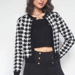 AND Black Printed Cardigan With Inner-image-62