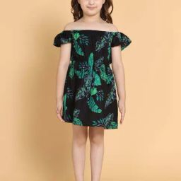 Piccolo Kids Black Printed Regular Fit Dress-image-96