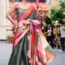 Swaranjali Abstract Printed Satin Saree-10
