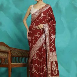Jaipur Kurti Maroon Woven Saree With Unstitched Blouse-picture-45