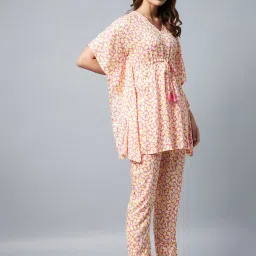 StyleStone Multicolor Printed Kaftan Top With Pyjamas image 3