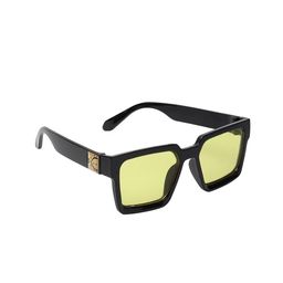 CRIBA Unisex Yellow Lens & Black Square Sunglasses with UV Protected Lens - CR_JM_YELLOW-14