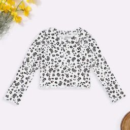 Pantaloons Junior Girls Bright White Floral Print T-Shirt-picture-38