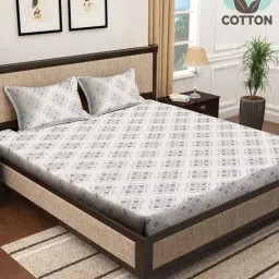 Klotthe White 400 TC Cotton Double Elastic Book Fold Bedsheet with 2 Pillow Covers-picture-13