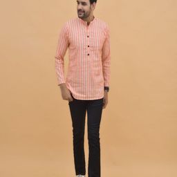 Anouk Rustic Men Striped Mandarin Collar Pure Cotton Kurta-picture-36