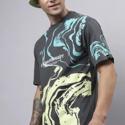 Bewakoof Dark Grey Cotton Relaxed Fit Printed T-Shirt-picture-9