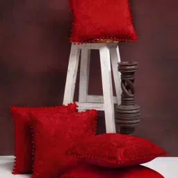 HOSTA HOMES Red Velvet Cushion Covers - Set of 5-12