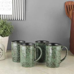 VarEesha Foliage Green Ceramic Coffee Mugs (200 ml) - Set of 4-image-77