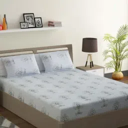 Swayam Ananda Abstract Grey 200 TC Cotton King Bedsheet with 2 Pillow Covers-image-89