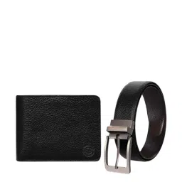 SCHARF Brown Leather Reversible Belt With Wallet for Men-image-37