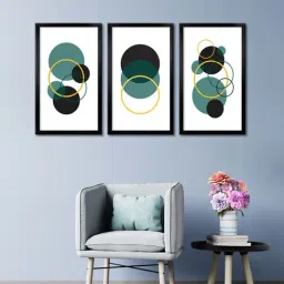 999store Green & White Green And Black Circle Design Canvas Painting-26