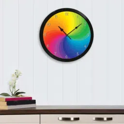 eCraftIndia Multicolor Designer Round Analog Black Wall Clock-image-53