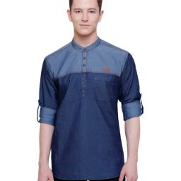 Kuons Avenue Blue Cotton Regular Fit Short Kurta-image-65