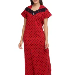 Secret Wish Red & Black Polka Dot Nighty-image-71