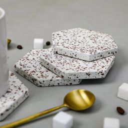 Home4U Audrey Hexagonal Terrazzo Multicolor Terrazzo Coaster (4 Piece) image 1