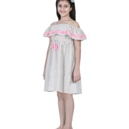 StyleStone Kids Beige Striped Dress-picture-19