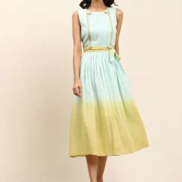 aarke Ritu Kumar Turquoise Embroidered Dress-image-84