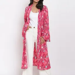 Fabindia Pink Floral Print Shrug-image-23