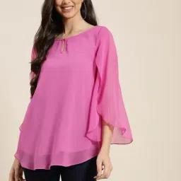 Qurvii Mauve Regular Fit Top-picture-14