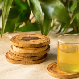 ExclusiveLane 'Circles of Wood' Log Handcrafted Coasters (Set Of 6)-38