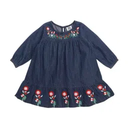 Mee Mee Kids Blue & Red Cotton Embroidered Full Sleeves Frock-18