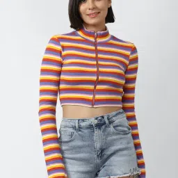 Forever 21 Multicolor Striped Crop Top-image-36
