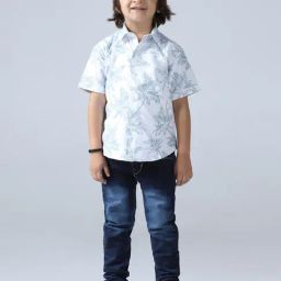 Tahvo Boys White Regular Fit Floral Print Shirt-image-67