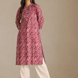 Soch Deep Red Pure Cotton Printed Kurti-picture-15