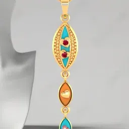 P.C. Chandra Jewellers 18KT Yellow Gold Enamel Droplet Pendant (Without Chain) for Women & Girls-image-52