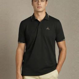 Louis Philippe Black Regular Fit Polo T-Shirt-picture-4