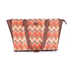 ZOUK Tidal Wave Orange Printed Tote Handbag image 1