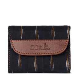 ZOUK Ikat Gre Black & Yellow Printed Tri-Fold Wallet for Women image 1