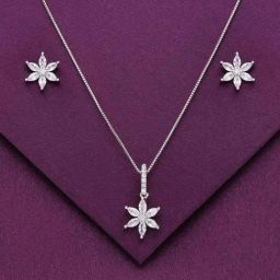 Kai Jewel Sterling Crystal Flowers Pendant with Chain & Earrings Set for Women-image-79